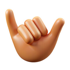 3D rendering of an isolated hand on a white background shows the shaka sign. Extended thumb and little finger. the concept of freedom, surfing, good luck in Hawaii © Bondgofoto