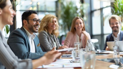 Business meeting with a focus on customer feedback and satisfaction.