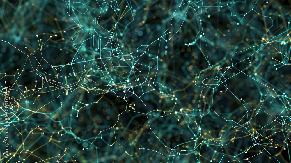 Poster A computer generated image of a green and yellow line pattern