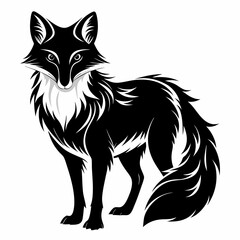 Fox Vector Art Illustration Black And White