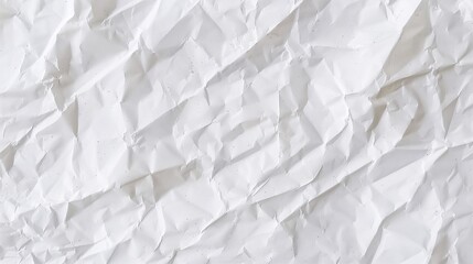 Obraz premium A high-resolution texture of crumpled white paper, showcasing detailed folds and creases. Perfect for use as a background or overlay in design projects, adding a touch of realism and texture.