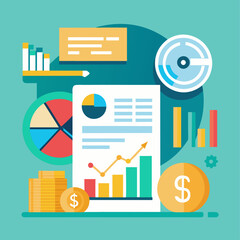 Financial report with charts and graphs