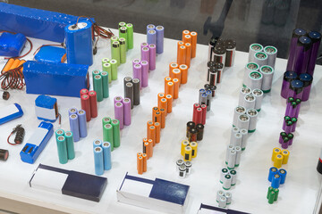 Various lithium rechargeable battery cells.