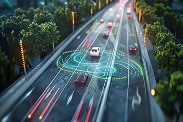 Smart city commute transportation network with radar sensing system for flyover road management