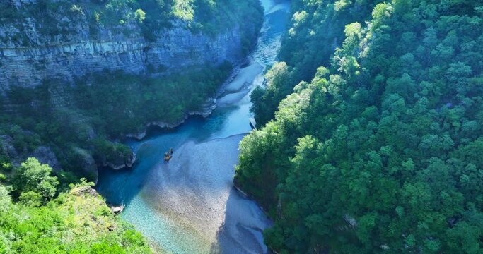 Aerial view of Shala River Canyon in Shkoder, northern Albania. 