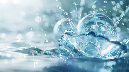 A splash of water with a clear sphere in the middle