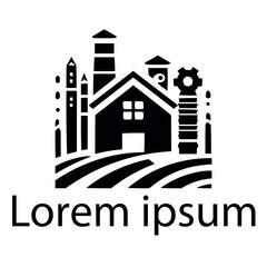 Fototapeta premium A black industry home logo on white simple background