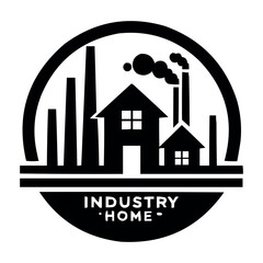 A black industry home logo on white simple background