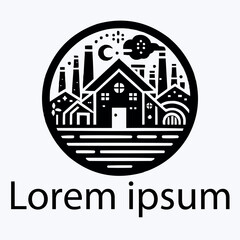 Fototapeta premium A black industry home logo on white simple background