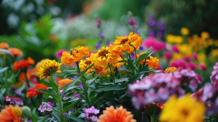 Flowers in the park look beautiful