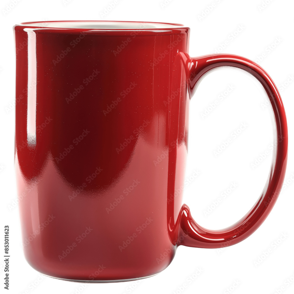 Poster big red mug in front view isolated on transparent background png