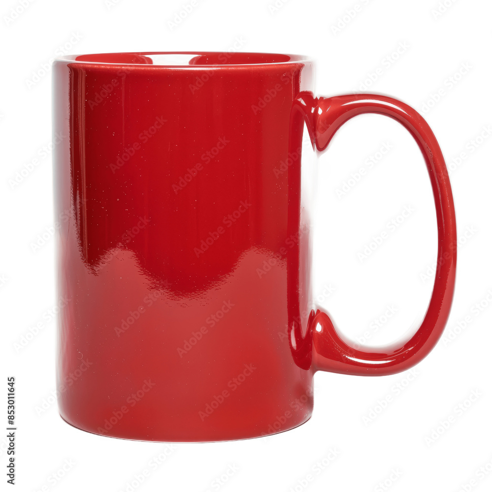 Poster big red mug in front view isolated on transparent background png