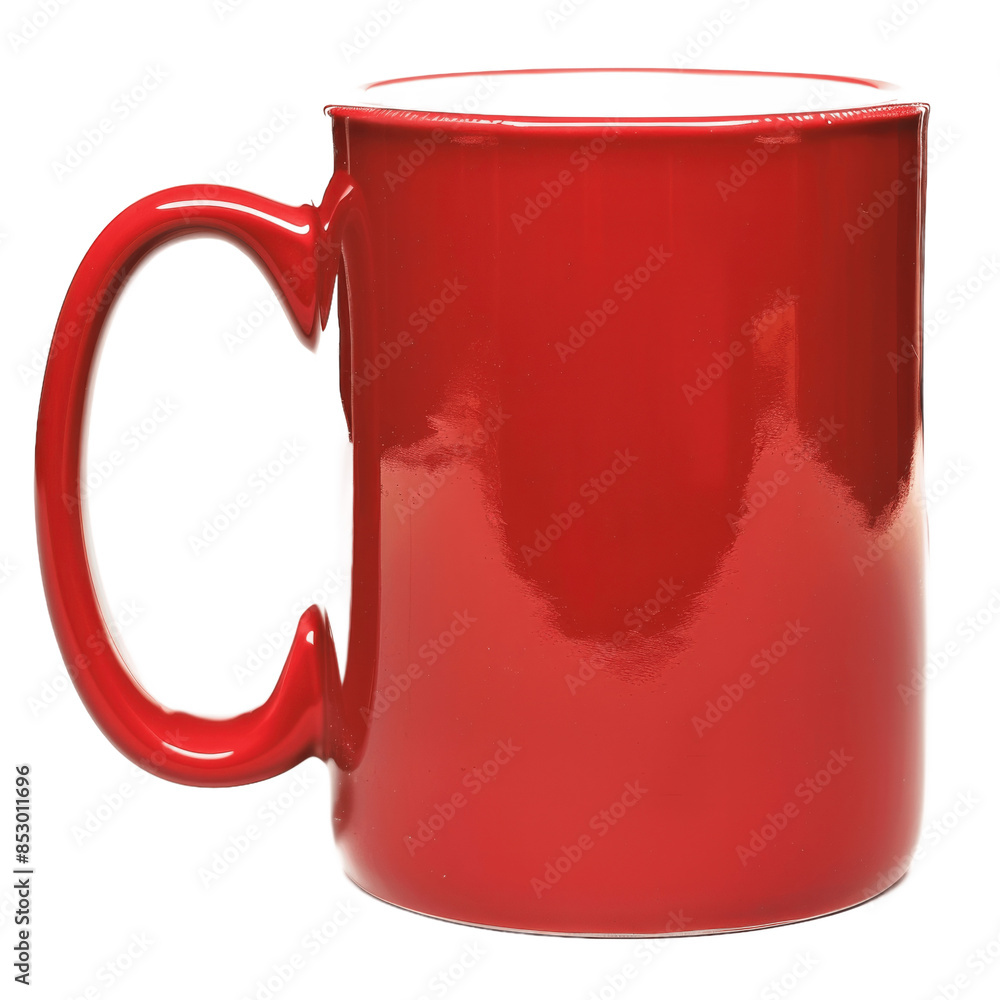 Poster big red mug in front view isolated on transparent background png