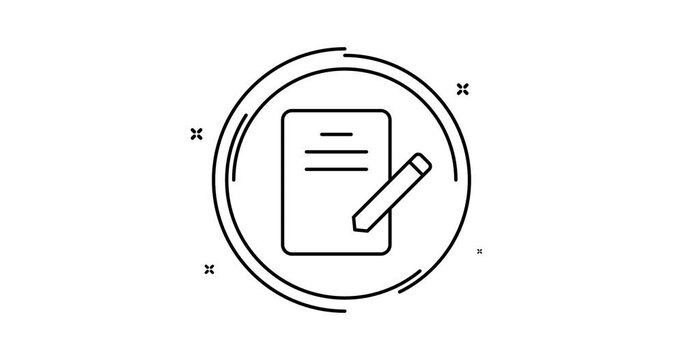 Document write 2d animated outline icon. Document write rotation appearance 4k motion design animation for web, mobile and ui design