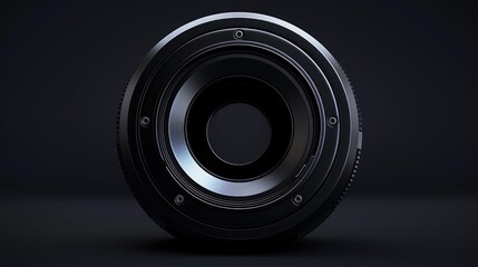 Black Camera Lens on Dark Background