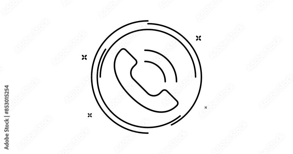 Aufkleber phone handset 2d animated outline icon. phone handset rotation appearance 4k motion design animation