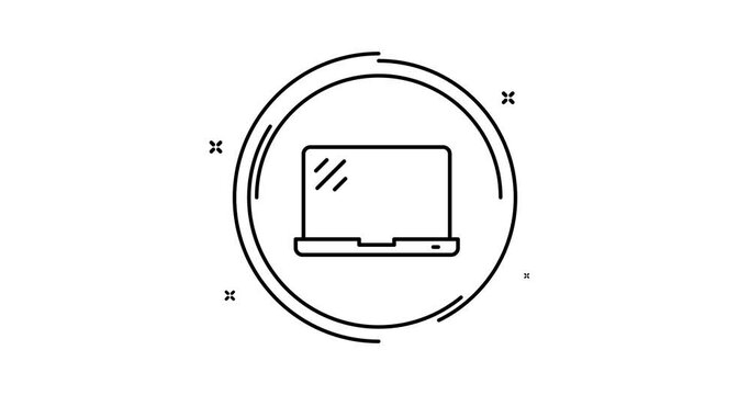 Laptop 2d animated outline icon. Laptop rotation appearance 4k motion design animation for web, mobile and ui design