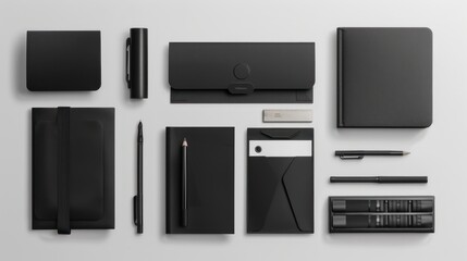 Obraz premium Black Stationery Mockup - Branding Essentials