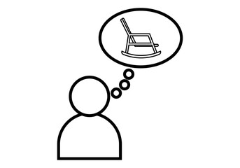 Icono negro de persona pensando en la jubilación representada por una mecedora