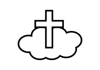 Icono negro de nube con cruz cristiana