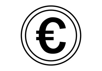 Icono negro de moneda de euro en fondo blanco