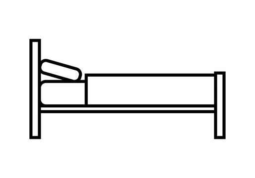Icono negro de una cama en fondo blanco