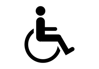 Icono negro de persona con discapacidad en silla de ruedas