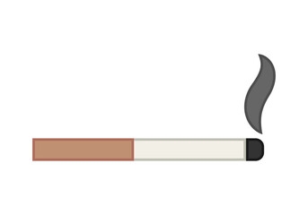 Cigarro de tabaco encendido en fondo blanco