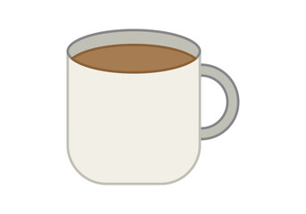 Taza con chocolate o café en fondo blanco