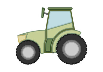 Tractor de agricultor verde en fondo blanco