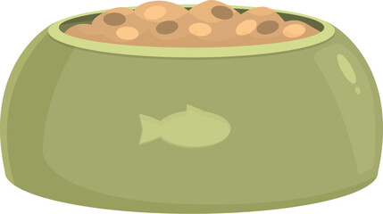 Green bowl full of pet food, showing the concept of feeding a cat or a dog