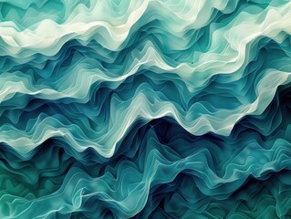 Multiple layers of teal waves forming an intricate oceanic pattern