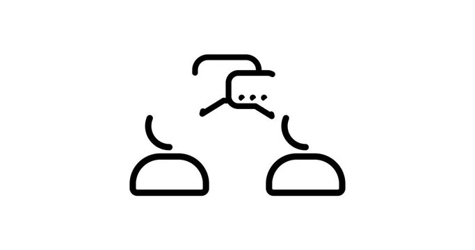 Speaking people animated outline icon with white background. Speaking people 4k motion design animation for web, mobile and ui design