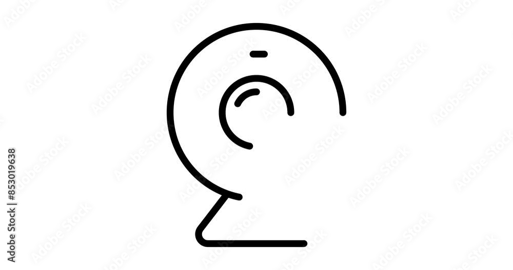 Poster webcam animated outline icon with white background. webcam 4k motion design animation for web, mobil