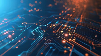 Obraz premium Abstract Digital Circuitry with Glowing Lines