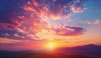 Fototapeta premium A colorful and vibrant anime nature landscape with a galactic sky, perfect as a wallpaper background.