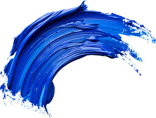 Blue paint brush stroke in isolated transparent background