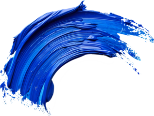 Blue paint brush stroke in isolated transparent background