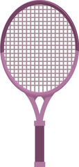 Simple illustration of a purple tennis racket, standing up on a white background
