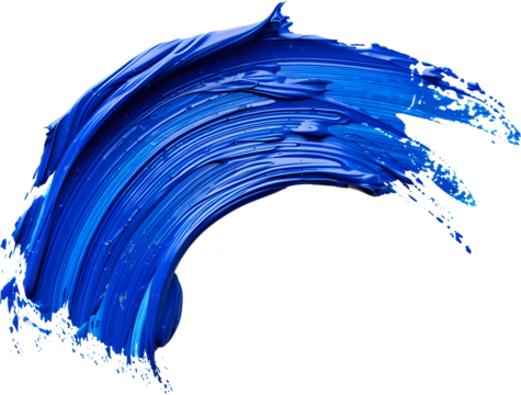 Blue paint brush stroke in isolated transparent background