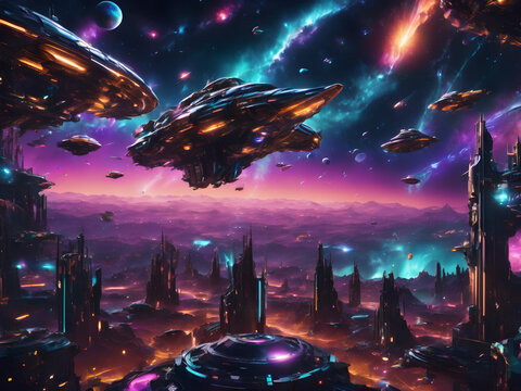 Una deslumbrante nave alien&iacute;gena a punto de caer.