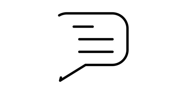 Speech bubble animated outline icon with white background. Speech bubble 4k motion design animation for web, mobile and ui design