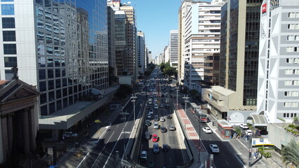 VIsão aérea da Avenida Paulista na cidade de São Paulo, SP, Brasil