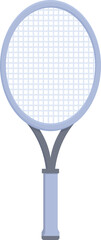 Tennis racket standing upright, waiting for a tennis player to pick it up and play