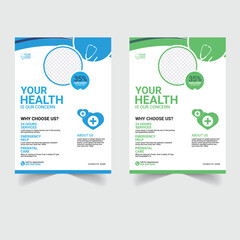 healthcare template design for a report and medical flyer design, leaflets decoration for printing and presentation vector.