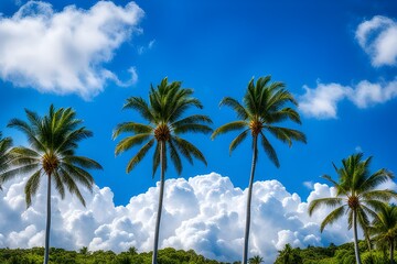 Naklejka premium palm trees against blue sky