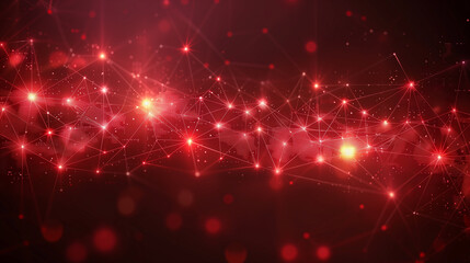 Fototapeta premium Red background with abstract lines and dots