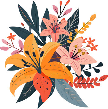 orange lilies bouquet floral arrangement clip art preview
