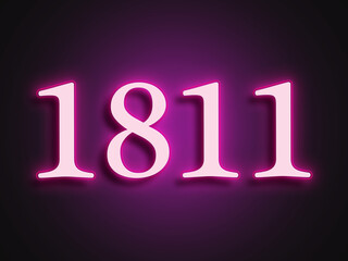 Pink glowing Neon light text effect of number 1811.
