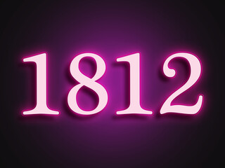 Pink glowing Neon light text effect of number 1812.